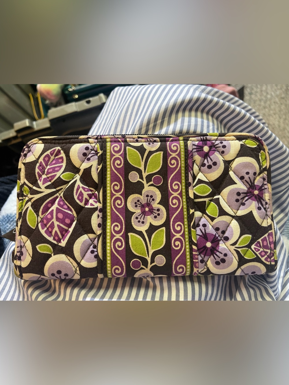 Vera Bradley Purple Green Floral Quilted Wallet